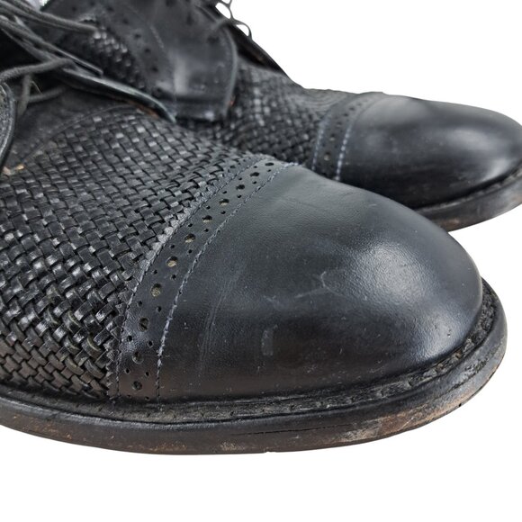 Allen Edmonds Shreveport Black Leather Lace Up Oxfords Size 9.5 Split Toe Woven - Picture 3 of 15